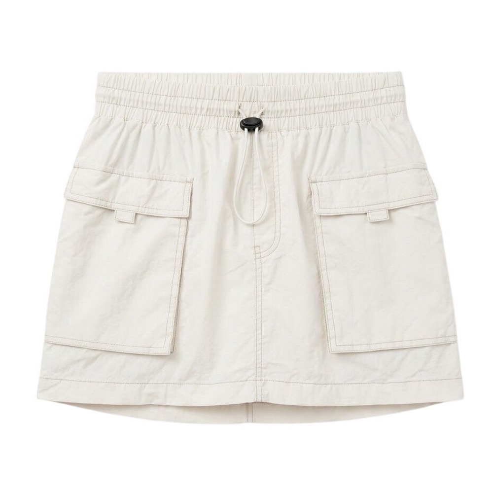 Wild Fable Cargo Skirt Women Medium Off White Elastic Waist Mini Pockets
